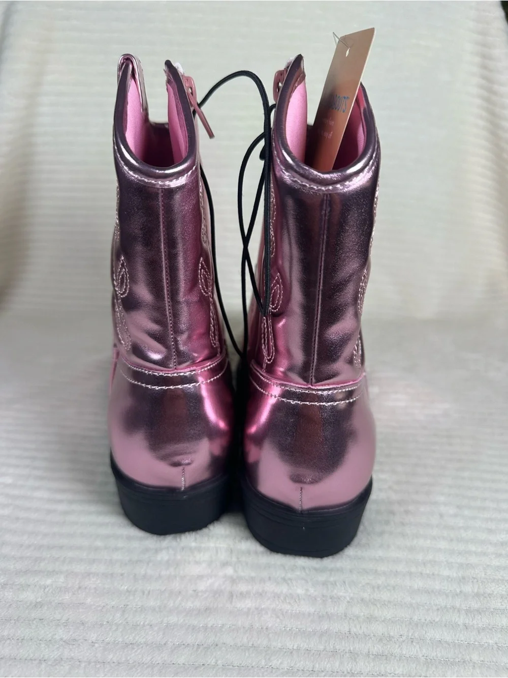 Thereabouts Big Girls Metallic Pink Catalina Flat Heel Cowboy Boots NWT Size 5